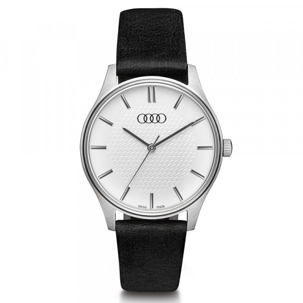 Audi Damen Uhr 3101900700 Silber Schwarz Armbanduhr Watch Edelstahl Rindsleder Original