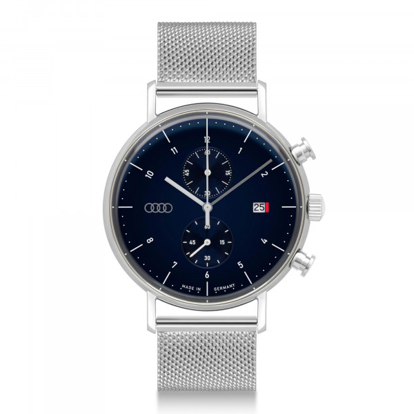 Original Audi Chronograph Silber Nachtblau 3102200300 Armbanduhr Watch Uhr