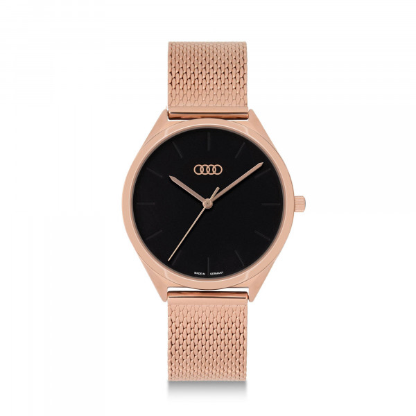 Audi Damen Uhr roségold / schwarz Armbanduhr Damenuhr 3102200400