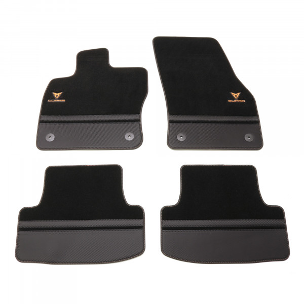 Cupra Ateca Premium Textilfußmatten 4 tlg. Fußmatten Satz Seat Schwarz Carbon Leder Original