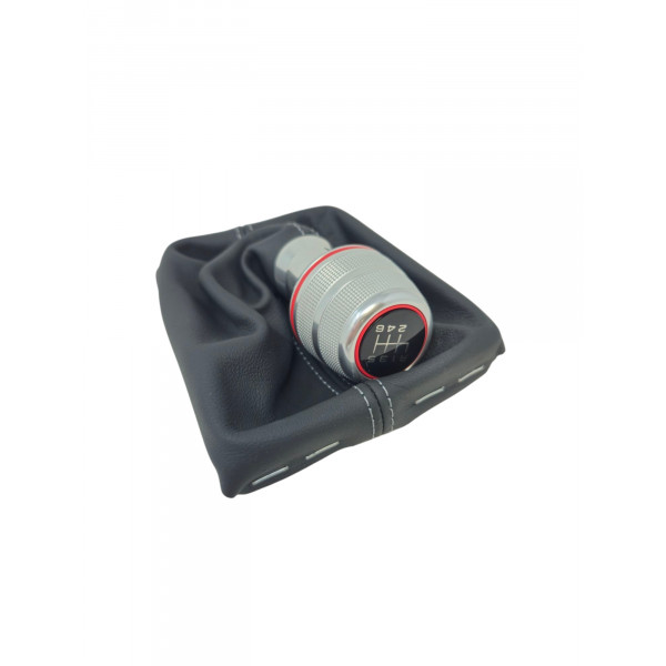 Audi Original A3  Alu Leder Schaltknauf mit felsgrauer Naht 6 Gang Schaltmanschette Knauf Manschette  8V0863278G JAJ