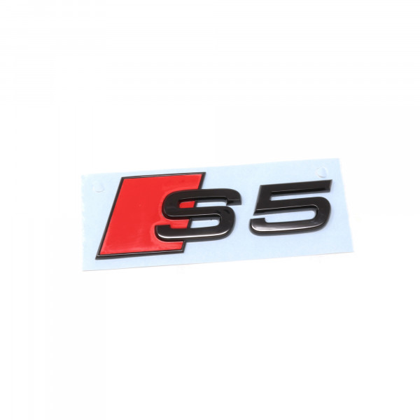 Audi S5 Schriftzug Schwarz Emblem Logo Hinten Heckklappe 8W6071804 Schwarz Rot Original Modellbezeichnung
