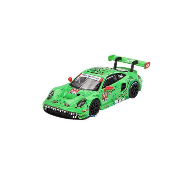 Porsche 911 GT3 R #77 AO Racing 2024 IMSA Daytona 24 Hrs Pro 2nd Place MGT00889-L MGT00889 Mini GT Plan B 1:64