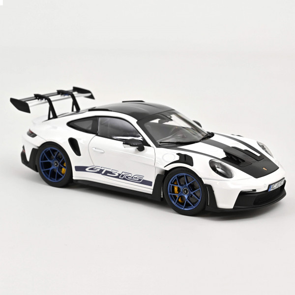 Porsche 911 GT3 RS Weissach Paket 1:18 Modellauto Miniatur Weiß Indigoblau 187353 Blau 1/18