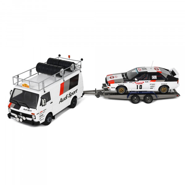 VW LT35 Audi Quattro Gr.B 1:18 Modellautos Miniatur 1/18 Motorsport Anhänger Audi Sport LT 35 Modellauto