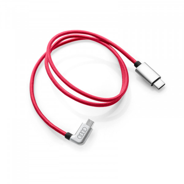 Ladekabel USB C auf Micro USB Audi Ladeadapter 63 cm USB Kabel Rot 8S0051435J Original