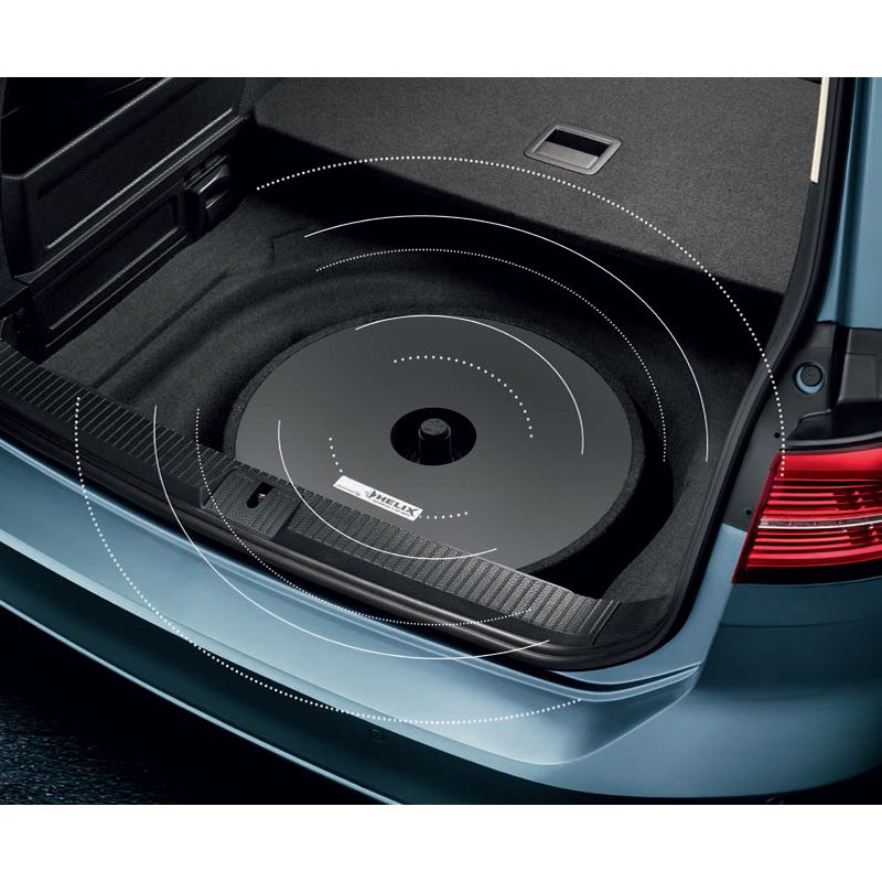 VW Original Plug & Play Soundsystem Helix 300W Sinus Reserveradmulde