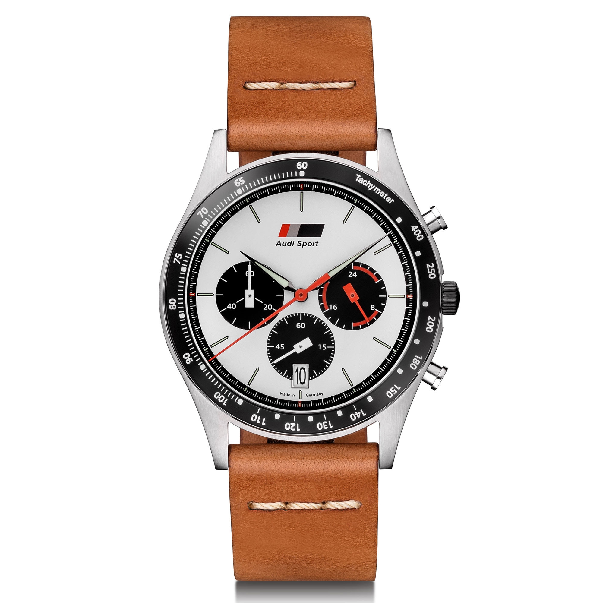Audi heritage Chronograph 3101900600 Braun Weiß 42mm Armbanduhr Uhr Watch