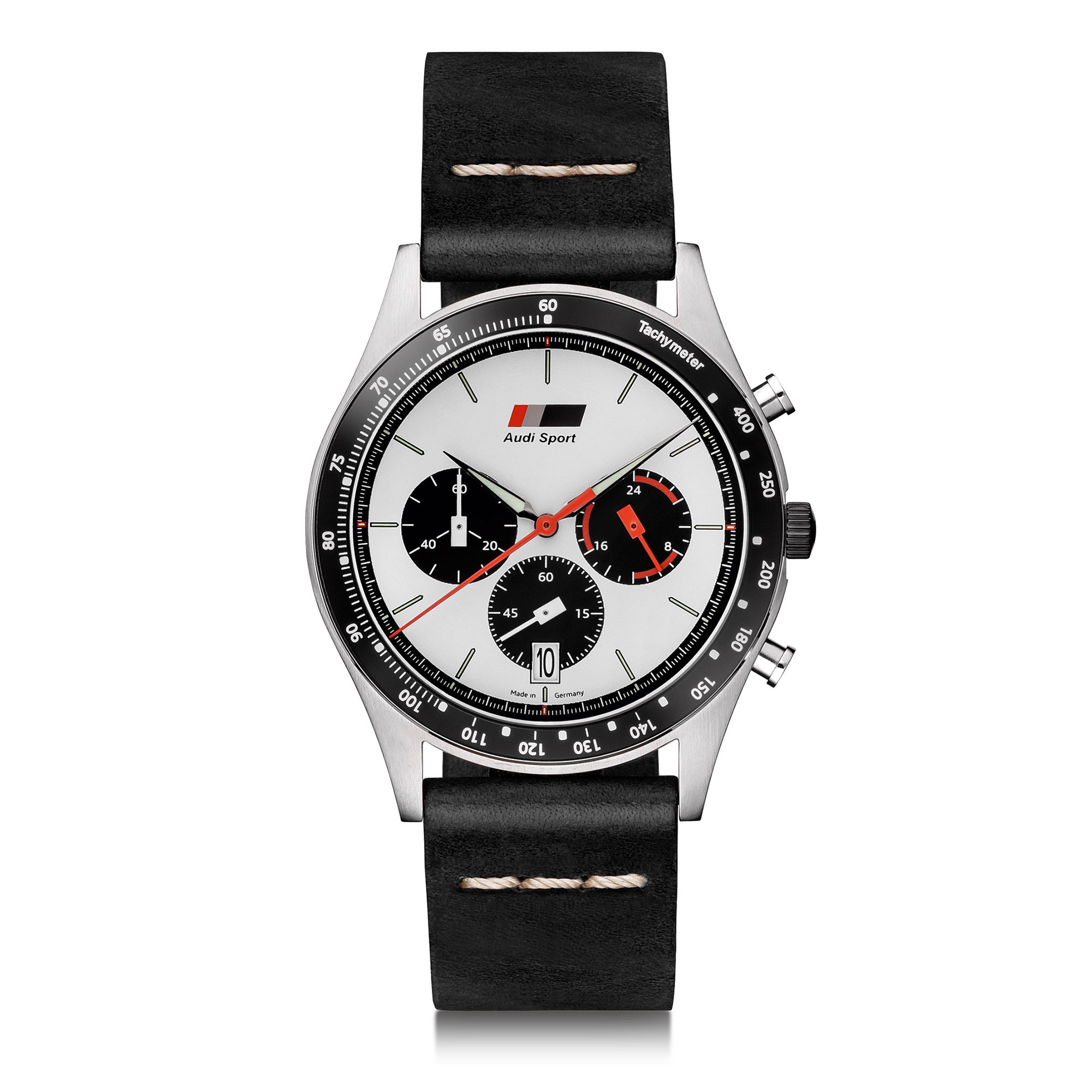 Audi heritage Herren Chronograph 3102000100 Schwarz Weiß Uhr Armbanduhr  Watch