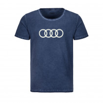 Audi Herren T Shirt Blau S M L XL XXL XXXL Ringe Glow in the Dark Leuchtend Original