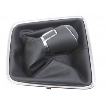 VW Seat Schalthebelknopf ( Leder ) mit Schalthebelverkleidung ( Kunstleder ) 6 Gang Schalthebel 5N0711113S MIT