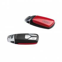 Original Audi Schlüsselblende Audi Ringen für Fahrzeugschlüssel Schlüssel Cover Tangorot 8W0071208B Y3U