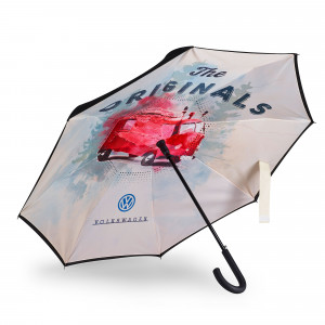 Skoda Automatik Regenschirm Stockschirm Umbrella Simply Clever grau 127 cm