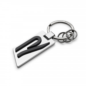 VW R Metall Schlüsselanhänger 5H6087010 Anhänger Keyring Silber Schwarz Original