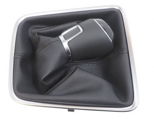 VW Seat Schalthebelknopf ( Leder ) mit Schalthebelverkleidung ( Kunstleder ) 6 Gang Schalthebel 5N0711113S MIT