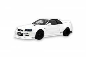 Nissan Skyline GT R BNR34 BY KRC Pearl White QX1 2019 1:18 Modellauto OT1135
