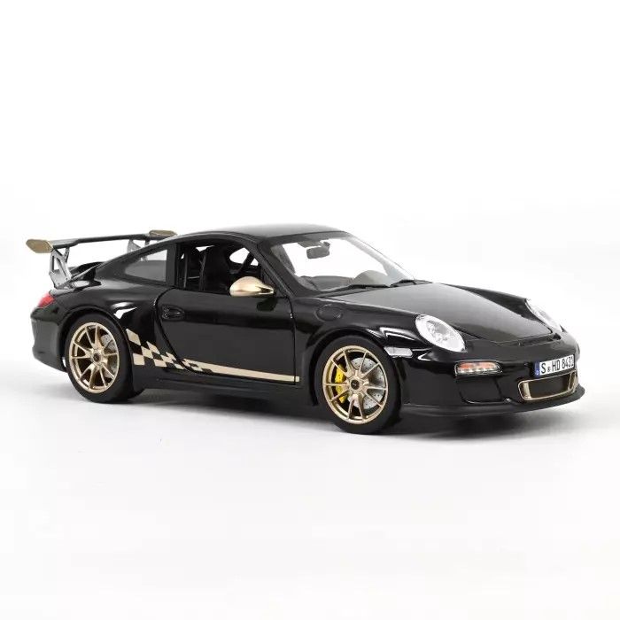 Porsche 911 GT3 RS 2009 Schwarz-Weiß-Gold metallic 1:18 Modellauto Norev 187563