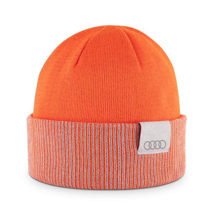 Audi Wende Strickmütze Orange hellbraun Mütze Beanie Wintermütze 3132402110