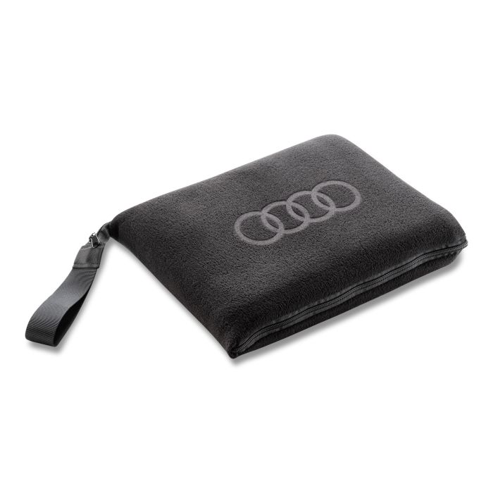 Original Audi Fleecedecke 2 in 1 Schwarz 3292200300 Kissen Decke Schlaufe 2in1