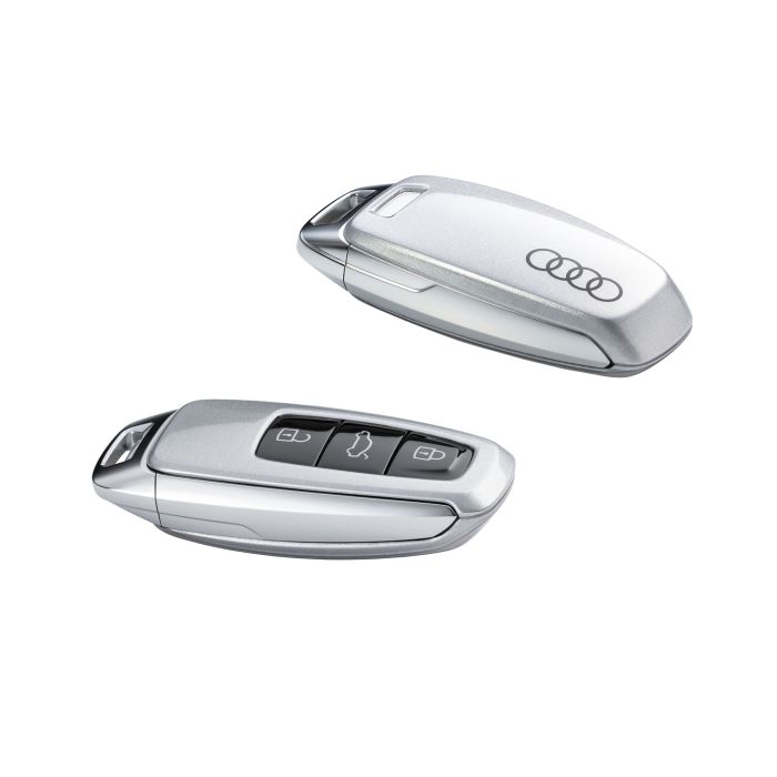 Original Audi Schlüsselblende Audi Ringen für Fahrzeugschlüssel Schlüssel Cover Florettsilber 4N0071208A Z7G