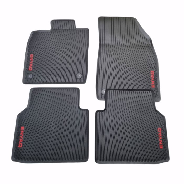 Skoda Enyaq Allwetterfußmatten Fußmatten Gummimatten Schwarz Rot 5LA061500B