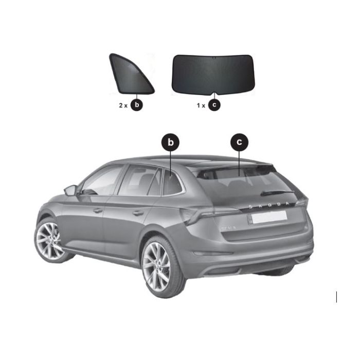 Skoda Scala Sonnenschutz Set Heckscheibe Kofferraumseitenscheiben 657064361