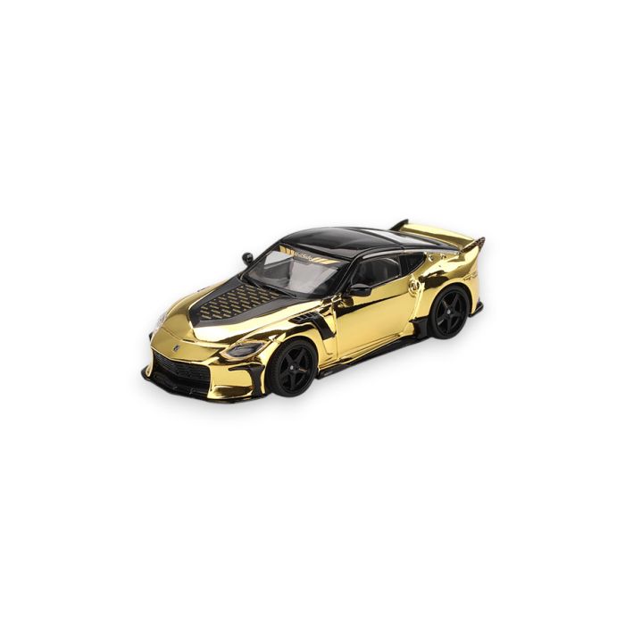 Nissan Z VeilSide FFZ400 Gold Chrome 2024 1:64 Mini GT Modellauto MGT00985-L