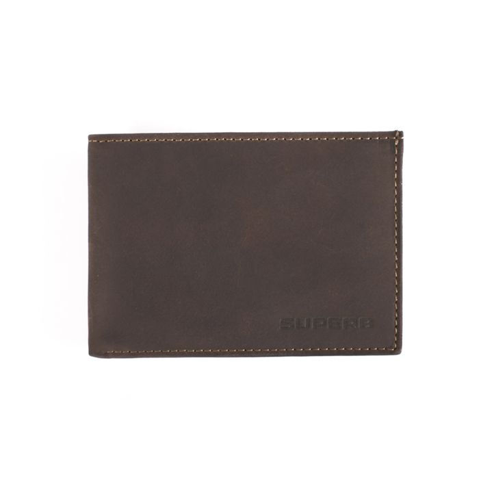 Mini Geldbörse Skoda Superb Vintage Rindleder Braun Portemonnaie MVF64-009