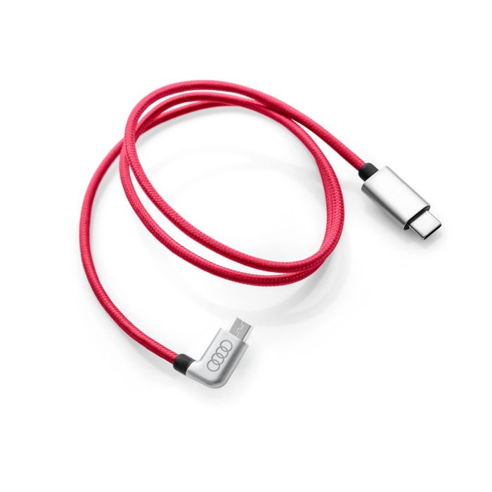 Ladekabel USB C auf Micro USB Audi Ladeadapter 63 cm USB Kabel Rot 8S0051435J Original