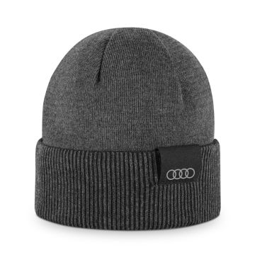 Audi Wende Strickmütze schwarz grau Mütze Beanie Wintermütze 3132402100