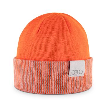 Audi Wende Strickmütze Orange hellbraun Mütze Beanie Wintermütze 3132402110