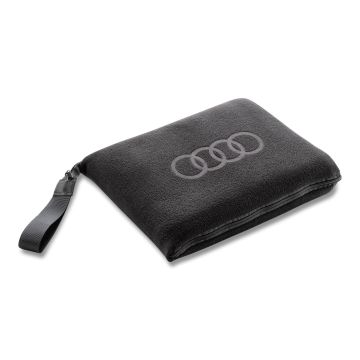 Original Audi Fleecedecke 2 in 1 Schwarz 3292200300 Kissen Decke Schlaufe 2in1