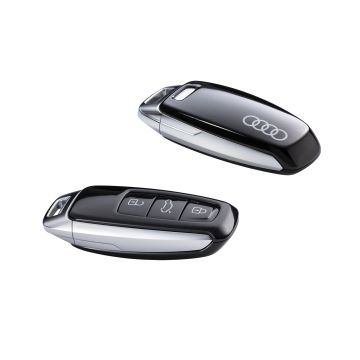 Original Audi Schlüsselblende Audi Ringen für Fahrzeugschlüssel Schlüssel Cover Mythosschwarz 4N0071208A Y9T
