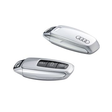 Original Audi Schlüsselblende Audi Ringen für Fahrzeugschlüssel Schlüssel Cover Florettsilber 4N0071208A Z7G