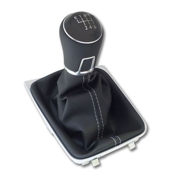 VW Original Golf 7 VII Leder Schaltknauf mit silberner Naht 6 Gang