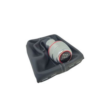 Audi Original A3  Alu Leder Schaltknauf mit felsgrauer Naht 6 Gang Schaltmanschette Knauf Manschette  8V0863278G JAJ