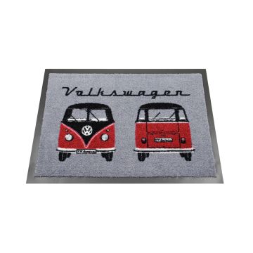 VW T1 BUS FUßMATTE - FRONT & HECK/SCHWARZ & ROT Abtreter Fußabtreter BUDM03