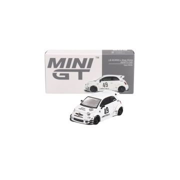 Fiat 595 Abarth LB-Works X Abas Works Gara White 2024 1:64 Modellauto MGT00809