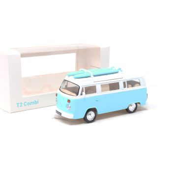 VW T2b Camper 1:43 Modellauto Miniatur 1/43 Norev Combi Volkswagen Blau Weiß